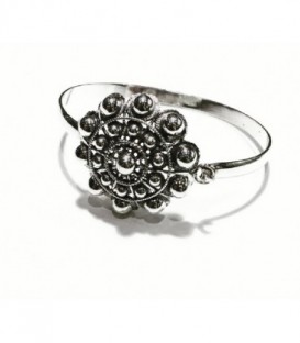 PULSERA PLATA CHARRA  RIGIDA , ARO OVALADO MIDE LARGO 6CM ANCHO 5CM, TAMAÑO BOTON 35MM - 520044