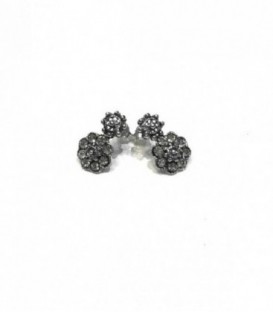 PENDIENTES PLATA PIEDRA TRANSPARENTE, LARGO 15MM, BTON 11MM, CIERRE PRESION - F94-56B
