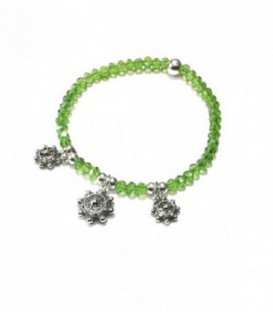 PULSERAS CHARRAS PLATA VERDE CON 3 BOTONES, CENTRAL MIDE 12MM Y LATERALES 9MM - S1267V