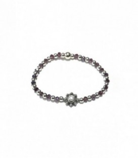 PULSERA PLATA ELASTICA LILA BOTON 11MM - S1263L