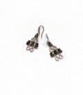 PENDIENTES PLATA ROSA PIEDRA GRIS LARGO 40MM, ANCHO 15MM - OR1437GRIS