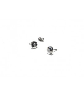 PENDIENTES ORO BLANCO Y BRILLANTE 0.14, MIEDEN 6MM, GROSOR 3MM, CIERRE PRESION - B4032/04