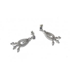 PENDIENTES PLATA CON PIEDRA CIRCONITA, MIDEN LARGO 40MM X 17MM DE ANCHO, CIERRE PRESION - PENLARGOS