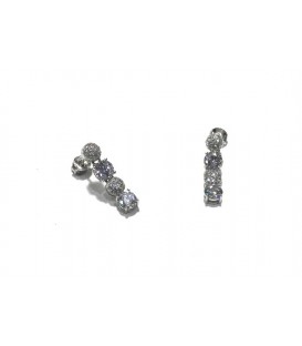 PENDIENTES PLATA Y PIEDRAS CIRCONITA, LARGO 20MM X 4MM ANCHO - P-9840
