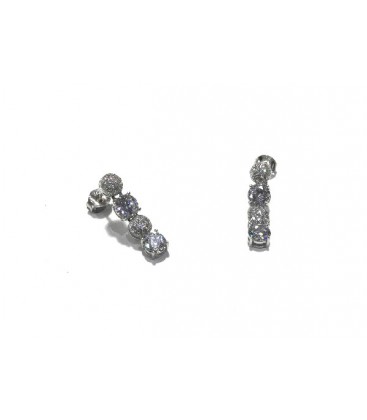 PENDIENTES PLATA Y PIEDRAS CIRCONITA, LARGO 20MM X 4MM ANCHO - P-9840