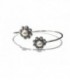 Pulsera charra plata rigida ajustable con dos botones tamaño 15mm, tamaño aro 7cm - S1549
