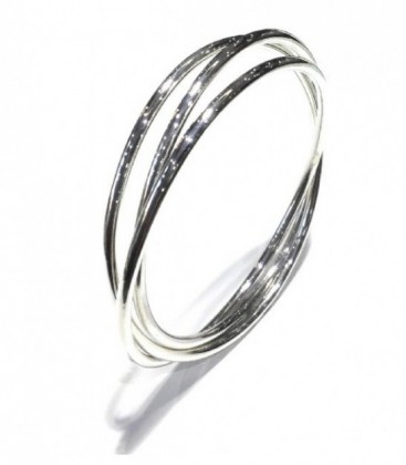 PULSERA PLATA TRIPLE ARO UNIDOS, MIDEN 3X70MM - TRIPLE3X3X70MM