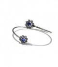 Pulsera plata charra con dos botones tamaño 13mm, con piedras color azul, tamaño aro 7cm - S1551A