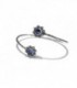 Pulsera plata charra con dos botones tamaño 13mm, con piedras color azul, tamaño aro 7cm - S1551A