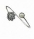 PULSERA PLATA RIGIDA AJUSTABLE CHARRA BOTON 12MM CON PERLAS - S1550