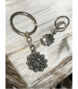 LLAVERO PLATA CHARRA FORRADO POR DETRAS, TAMAÑO BOTON 20MM - LL-009FORR