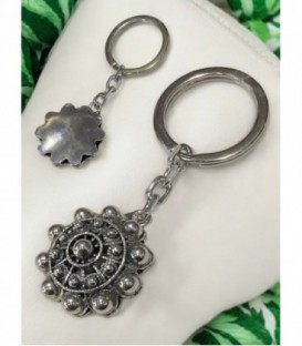 LLAVERO PLATA FORRADO POR DETRAS TAMAÑO BOTON 25MM, SE PUEDE GRABAR GRATIS - LL-010NFORRADO