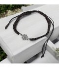 PULSERA PL MACRAME MARRON BOTON 9MM - S1217M