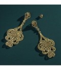 PENDIENTES CHARROS PLATA DORADA, LARGO 70MM, CIERRE PRESION - FIA148CH