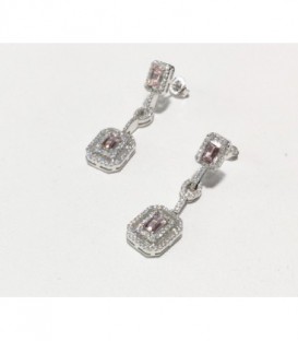 PENDIENTES PLATA, CENTRO ROSA, LARGO 3,5CM - PL5949
