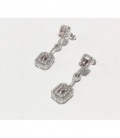 PENDIENTES PLATA, CENTRO ROSA, LARGO 3,5CM - PL5949
