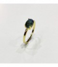 ANILLO PIEDRA VERDE ACERO DORADO - 46318V